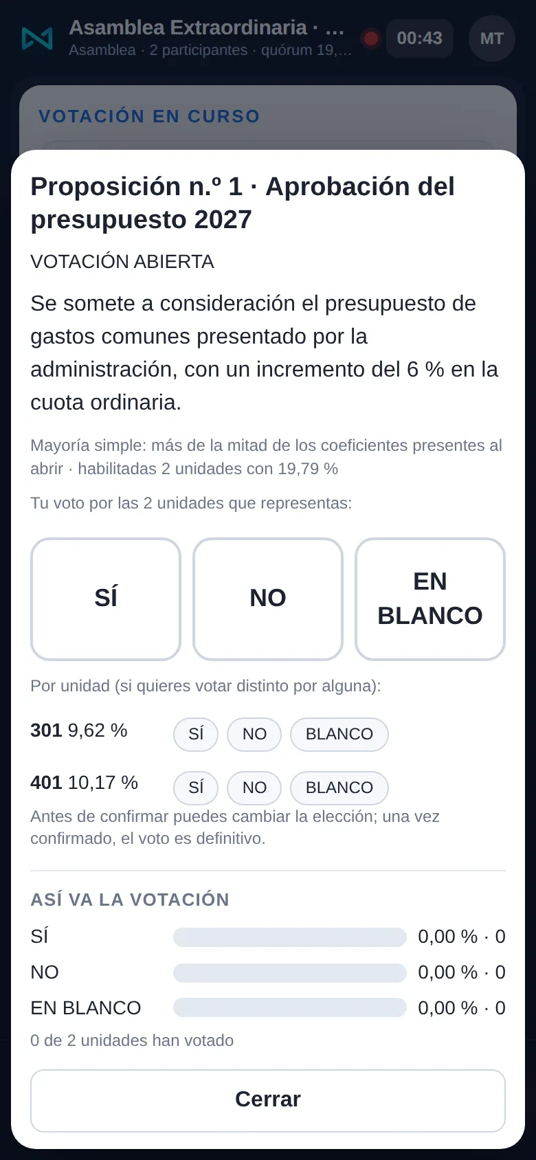 La urna en el teléfono: SÍ, NO o EN BLANCO y confirmación del voto